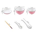 2-SOGA Pink Japanese Style Ceramic Dinnerware Crockery Soup Bowl Plate Server Kitchen Home Decor Set of 5