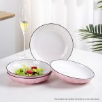 3-SOGA Pink Japanese Style Ceramic Dinnerware Crockery Soup Bowl Plate Server Kitchen Home Decor Set of 9