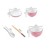 2-SOGA Pink Japanese Style Ceramic Dinnerware Crockery Soup Bowl Plate Server Kitchen Home Decor Set of 10