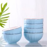 3-SOGA Blue Japanese Style Ceramic Dinnerware Crockery Soup Bowl Plate Server Kitchen Home Decor Set of 6