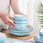 5-SOGA Blue Japanese Style Ceramic Dinnerware Crockery Soup Bowl Plate Server Kitchen Home Decor Set of 7