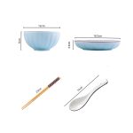 2-SOGA Blue Japanese Style Ceramic Dinnerware Crockery Soup Bowl Plate Server Kitchen Home Decor Set of 8