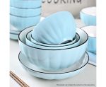 4-SOGA Blue Japanese Style Ceramic Dinnerware Crockery Soup Bowl Plate Server Kitchen Home Decor Set of 9