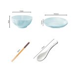 2-SOGA Light Blue Japanese Style Ceramic Dinnerware Crockery Soup Bowl Plate Server Kitchen Home Decor Set of 4
