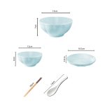 2-SOGA Light Blue Japanese Style Ceramic Dinnerware Crockery Soup Bowl Plate Server Kitchen Home Decor Set of 6