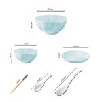 2-SOGA Light Blue Japanese Style Ceramic Dinnerware Crockery Soup Bowl Plate Server Kitchen Home Decor Set of 5