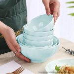 3-SOGA Light Blue Japanese Style Ceramic Dinnerware Crockery Soup Bowl Plate Server Kitchen Home Decor Set of 5