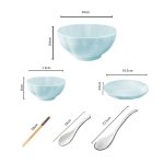 2-SOGA Light Blue Japanese Style Ceramic Dinnerware Crockery Soup Bowl Plate Server Kitchen Home Decor Set of 9