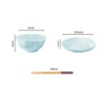 2-SOGA Light Blue Japanese Style Ceramic Dinnerware Crockery Soup Bowl Plate Server Kitchen Home Decor Set of 10