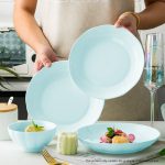 4-SOGA Light Blue Japanese Style Ceramic Dinnerware Crockery Soup Bowl Plate Server Kitchen Home Decor Set of 10