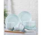 6-SOGA Light Blue Japanese Style Ceramic Dinnerware Crockery Soup Bowl Plate Server Kitchen Home Decor Set of 10