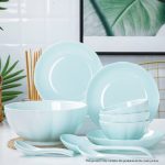 8-SOGA Light Blue Japanese Style Ceramic Dinnerware Crockery Soup Bowl Plate Server Kitchen Home Decor Set of 12
