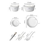 2-SOGA Diamond Pattern Ceramic Dinnerware Crockery Soup Bowl Plate Server Kitchen Home Decor Set of 8