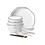 1-SOGA Diamond Pattern Ceramic Dinnerware Crockery Soup Bowl Plate Server Kitchen Home Decor Set of 8