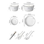 2-SOGA Diamond Pattern Ceramic Dinnerware Crockery Soup Bowl Plate Server Kitchen Home Decor Set of 13