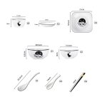 2-SOGA White Antler Printed Ceramic Dinnerware Set Crockery Soup Bowl Plate Server Kitchen Home Decor Set of 13