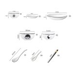 2-SOGA White Antler Printed Ceramic Dinnerware Set Crockery Soup Bowl Plate Server Kitchen Home Decor Set of 13