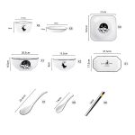 2-SOGA White Antler Printed Ceramic Dinnerware Set Crockery Soup Bowl Plate Server Kitchen Home Decor Set of 28