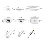 2-SOGA White Antler Printed Ceramic Dinnerware Set Crockery Soup Bowl Plate Server Kitchen Home Decor Set of 28