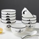 6-SOGA White Antler Printed Ceramic Dinnerware Set Crockery Soup Bowl Plate Server Kitchen Home Decor Set of 28