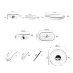 2-SOGA White Antler Printed Ceramic Dinnerware Set Crockery Soup Bowl Plate Server Kitchen Home Decor Set of 34