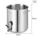 2-SOGA Stainless Steel 33L No Lid Brewery Pot With Beer Valve 35*35cm