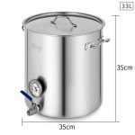2-SOGA Stainless Steel Brewery Pot 33L With Beer Valve 35*35cm