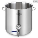 1-SOGA Stainless Steel 130L No Lid Brewery Pot With Beer Valve 55*55cm