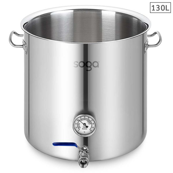 1-SOGA Stainless Steel 130L No Lid Brewery Pot With Beer Valve 55*55cm