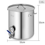 2-SOGA Stainless Steel Brewery Pot 130L With Beer Valve 55*55cm