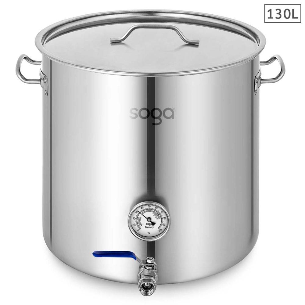 1-SOGA Stainless Steel Brewery Pot 130L With Beer Valve 55*55cm