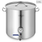1-SOGA Stainless Steel Brewery Pot 130L With Beer Valve 55*55cm