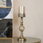 2-SOGA 47cm Glass Candle Holder Candle Stand Glass/Metal