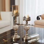 3-SOGA 2X 47cm Glass Candle Holder Candle Stand Glass/Metal
