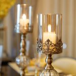 4-SOGA 2X 47cm Glass Candle Holder Candle Stand Glass/Metal