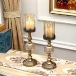 7-SOGA 2X 47cm Glass Candle Holder Candle Stand Glass/Metal