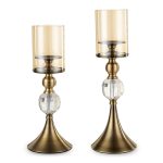 1-SOGA 43cm 38cm Glass Candle Holder Candle Stand Glass/Metal