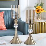 3-SOGA 43cm 38cm Glass Candle Holder Candle Stand Glass/Metal