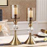 5-SOGA 43cm 38cm Glass Candle Holder Candle Stand Glass/Metal