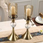 6-SOGA 43cm 38cm Glass Candle Holder Candle Stand Glass/Metal