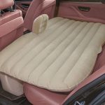 4-SOGA Beige Stripe Inflatable Car Mattress Portable Camping Rest Air Bed Travel Compact Sleeping Kit Essentials