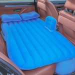 2-SOGA 2X Blue Stripe Inflatable Car Mattress Portable Camping Rest Air Bed Travel Compact Sleeping Kit Essentials