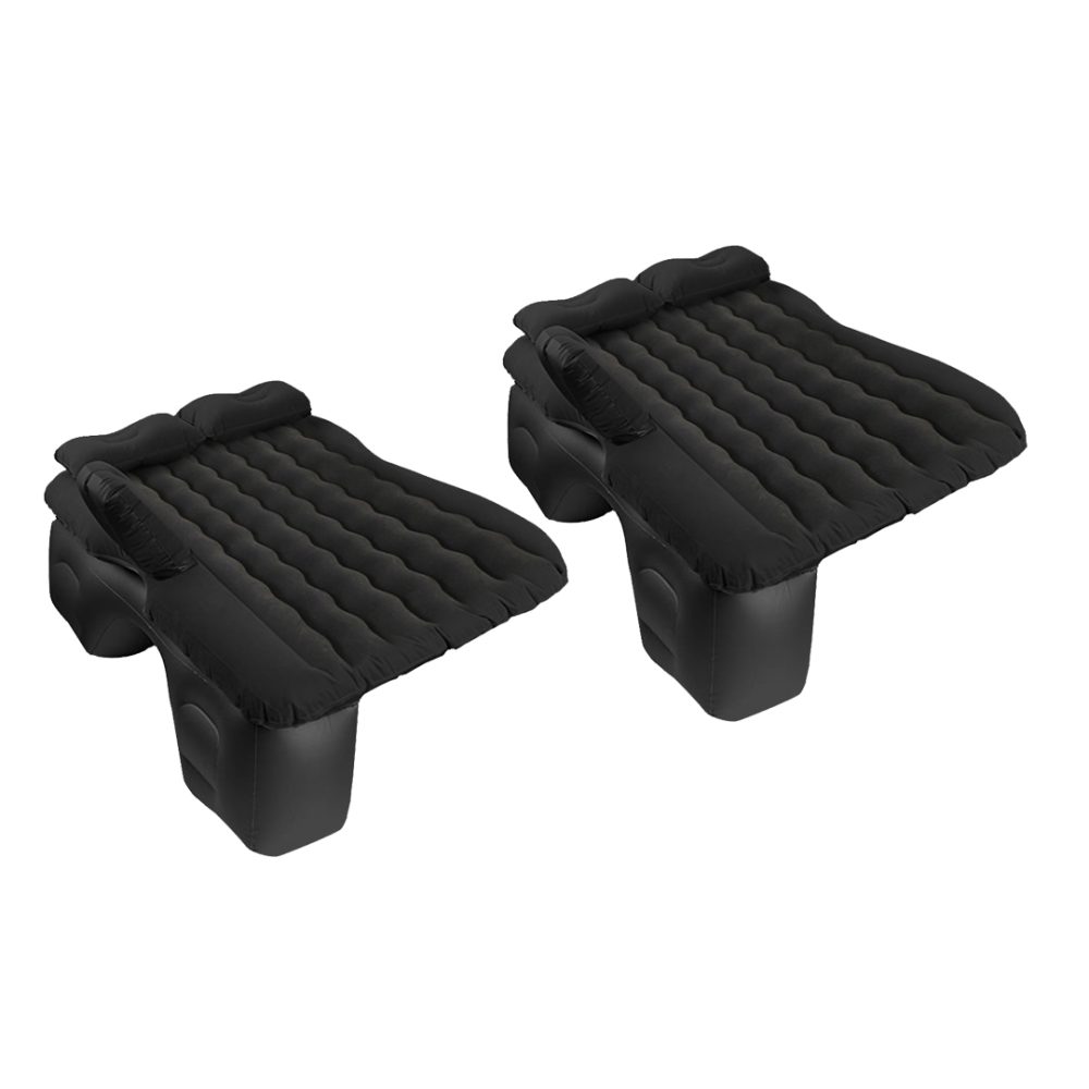 1-SOGA 2X Black Ripple Inflatable Car Mattress Portable Camping Air Bed Travel Sleeping Kit Essentials