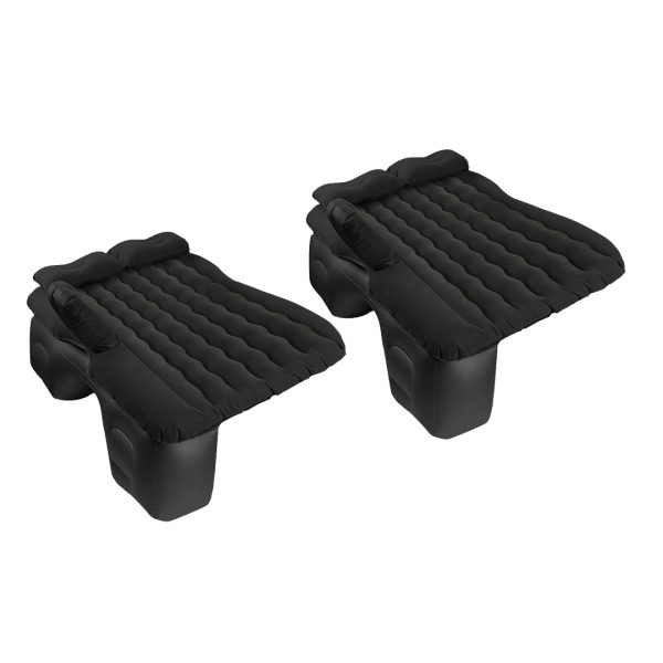 1-SOGA 2X Black Ripple Inflatable Car Mattress Portable Camping Air Bed Travel Sleeping Kit Essentials