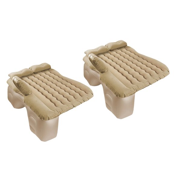 1-SOGA 2X Beige Ripple Inflatable Car Mattress Portable Camping Air Bed Travel Sleeping Kit Essentials
