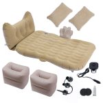 1-SOGA Beige Honeycomb Inflatable Car Mattress Portable Camping Air Bed Travel Sleeping Kit Essentials