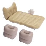 3-SOGA 2X Beige Honeycomb Inflatable Car Mattress Portable Camping Air Bed Travel Sleeping Kit Essentials
