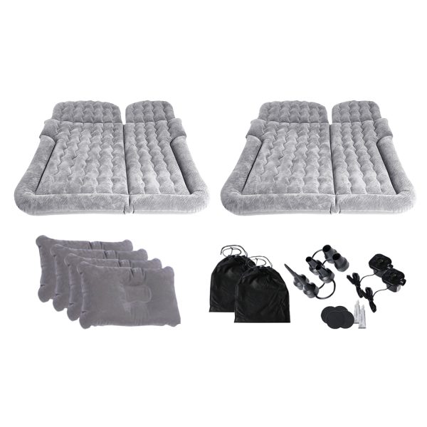 1-SOGA 2X Grey Inflatable Car Boot Mattress Portable Camping Air Bed Travel Sleeping Essentials