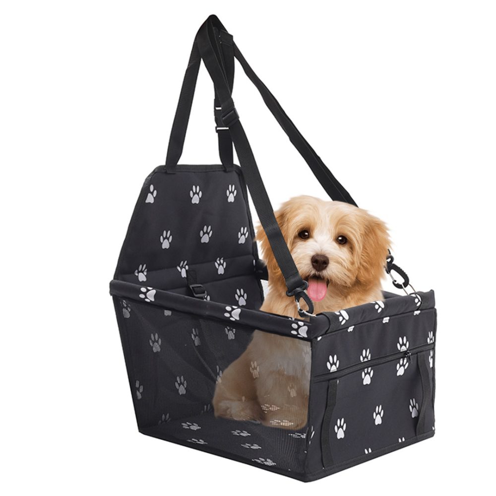 1-SOGA Waterproof Pet Booster Car Seat Breathable Mesh Safety Travel Portable Dog Carrier Bag Black