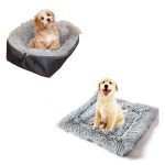 2-SOGA 2X Black Dual-purpose Cushion Nest Cat Dog Bed Warm Plush Kennel Mat Pet Home Travel Essentials
